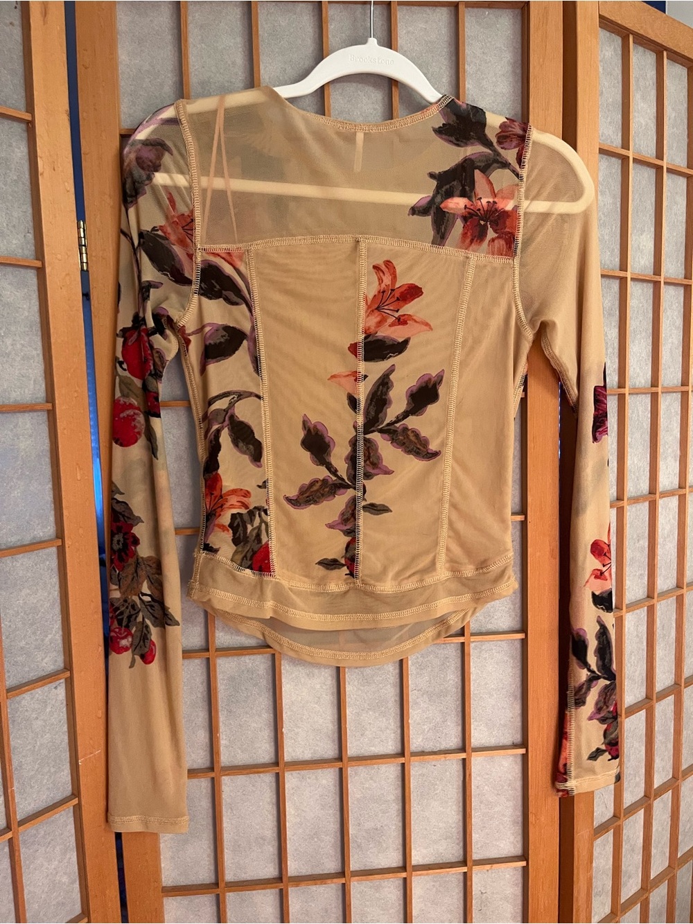 Free People nude floral long sleeve